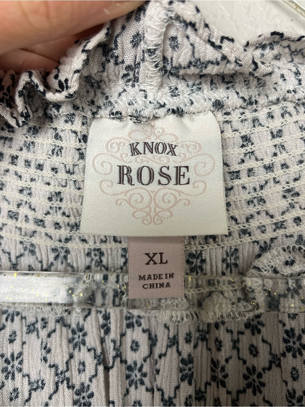 Knox Rose White & Navy Printed Peasant Blouse w Red & Gold Trim Sz XL - Fitted - Picture 4 of 8